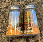Set of 2 Glass Salt and Pepper Shakers with Paris Wrap Eiffel Tower