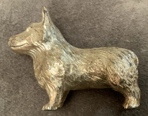 Vintage versilberte Figur eines Corgi Hundes 3,5 cm hoch & 4,8 cm lang - Bild 1 von 10