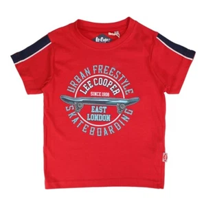 Lee Cooper Boy's T-Shirt. Short Sleeves. Red Color, 4 To 14 Years - Picture 1 of 29