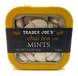 Trader Joe's 1.2 oz CHAI TEA Flavored Breath Mints in Metal Tin ** BB 12/2025 ** - Picture 1 of 2