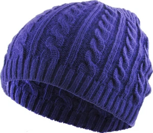 Cable Knit Beanie Solid Cuffless Trendy Stretchy Winter Hat Ski Cap - Picture 1 of 96