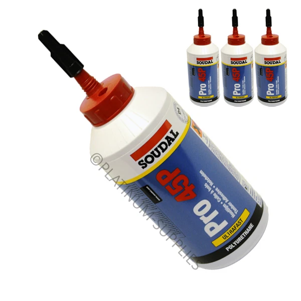 3x SOUDAL PRO 45P POLYURETHANE PU WATER RESISTANT WOOD GLUE ADHESIVE 750G