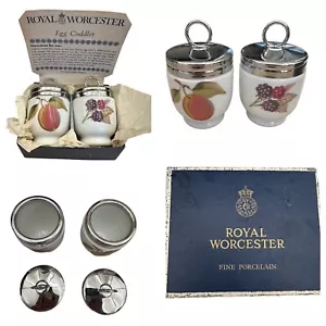 Vintage Set Of Royal Worcester Evesham Porcelain Egg Coddler, In Original Box - Picture 1 of 18