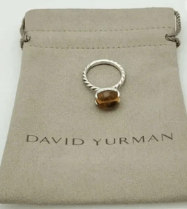 Authentic David Yurman 12x10mm Oval Citrine Silver Cable Ring Size 7.25 - Picture 1 of 9