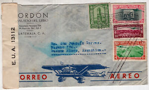 GUATEMALA, 1944, AIR MAIL CENSORED COVER TO ARGENTINA