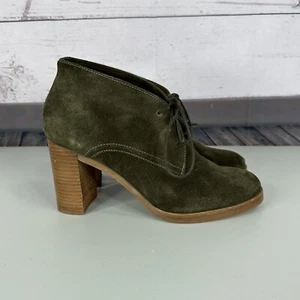 Johnson & Murphy Shoes Womens 9.5 Forest Green Suede Leather Block Heel Lace up - Picture 1 of 10