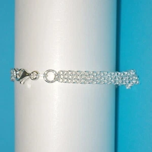 Sterling Silver 925 ROUND ROLO Chain 3 Strands ANKLET - Custom made to your size - Picture 1 of 12