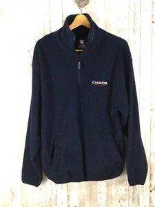 Chaps Ralph Lauren Mens Large navy Blue Pullover 1/4 Zip Logo Fleece Navy Blue - Picture 1 of 7