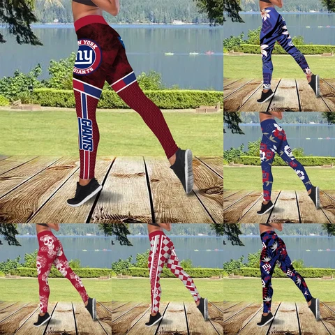 New York Giants Women's Stretch Leggings Workout Fitness High Waist Yoga Pants Cover