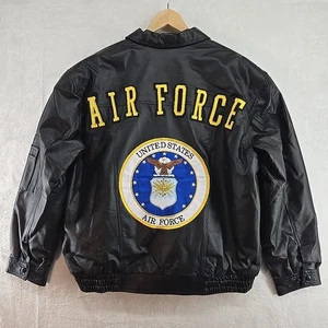 JWM Lederjacke Gr. Large Schwarz USAF Stickerei Air Force Schwarz Bomber Neu - Bild 1 von 12