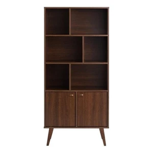 Prepac Cherry Engineered Wood Milo Mid-Century Modern Bookcase - Picture 1 of 9