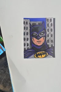 ACEO Original Acrílico Pintura Batman Arte Original no es una impresión - Imagen 1 de 3