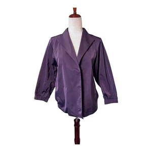 LAFAYETTE 148 Purple Open Front Jacket Cuffed 3/4 Sleeve Taffeta Women's M - Picture 1 of 4