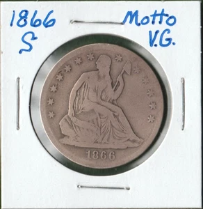 1866-S Seated Liberty Half Dollar with Motto L T Y  VG. Scarce - Picture 1 of 2