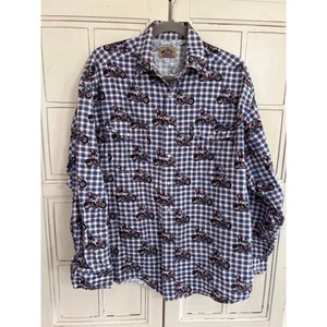 Barn Fly size medium learn snap mens shirt plaid with motorcycles - Picture 1 of 3