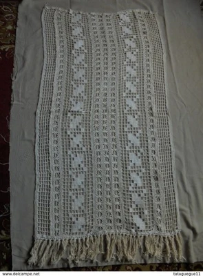 Ancien - Petit rideau filet frangé (Travail mécanique) - Photo 1/4