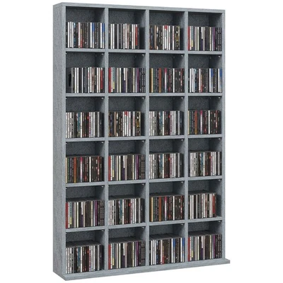 HOMCOM DVD CD Media Storage Rack, Video Display Unit, 89 x 130.5 cm, Grey - Image 1 of 4