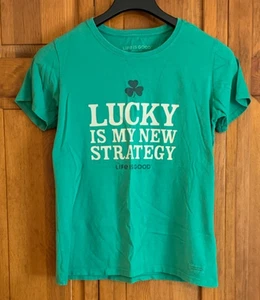 Camiseta para mujer Life Is Good Crusher manga corta verde algodón etiqueta talla M - Imagen 1 de 6