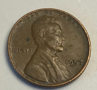 1957**Lincoln Cent**High Grade**Wheat Reverse**Struck Through Error** - Image 1 of 2
