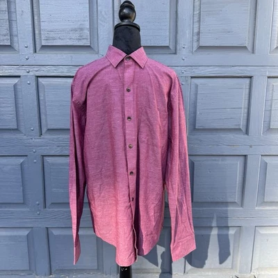 Van Heusen Button Down Dress Shirt Long Sleeve Men’s Size M 15-15 1/2 Color Pink - Image 1 of 4