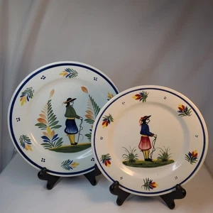 Vintage Henriot Quimper Frankreich Teller - 2er Set - 7 1/8" & 8 1/4" signiert - Bild 1 von 9