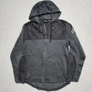 HURLEY Full Zip Plaid Hoodie For Buckle Fleece Quilted Logo Pockets Grey Gray - Picture 1 of 15