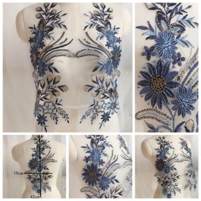 1pcs Sequins Lace Embroidery 3D Flower Sew on Patch For DIY Craft Accessories - Image 1 of 4