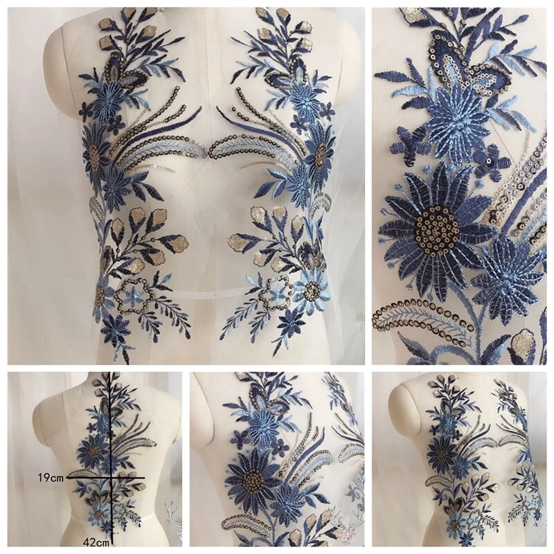 1pcs Sequins Lace Embroidery 3D Flower Sew on Patch For DIY Craft Accessories - Image 1 of 4