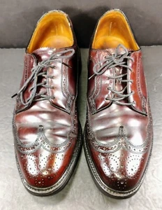 FLORSHEIM ROYAL IMPERIAL SHELL CORDOVAN WINGTIP OXFORD 97626 V-CLEAT SHOES (9 D) - Picture 1 of 10
