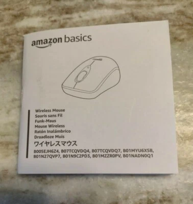 Amazon Basics Wireless Computer Mouse USB Nano Receiver MANUAL ONLY - Image 1 of 4