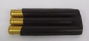 CIGAR CLASSICS TRIPLE GOLD CIGAR TUBE HOLDER IN BURGUNDY LEATHER CASE - Picture 1 of 5