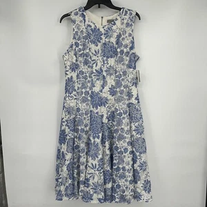 Neu mit Etikett Danny & Nicole Damenkleid Größe 14 blau creme Spitze ärmellos knielang - Bild 1 von 11