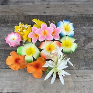 Hawaiian Flower Hair Clips Prop Costume Luau Accessories - Picture 1 of 13