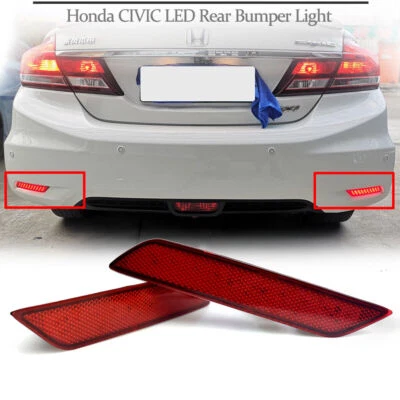 Luces reflectoras de parachoques LED rojas antiniebla y freno trasero para Honda Civic 12-2015 Foto 1 de 4