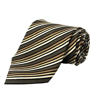 ALEXANDER JULIAN COLOURS Silk Necktie Mens Sz 3.75" x 60" Green Gold Striped Tie - Image 1 of 4