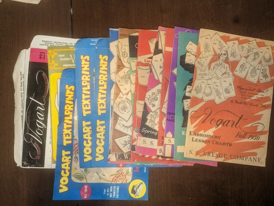 vintage embroidery patterns by vogart from the 1950s and 1960s - Image 1 of 1