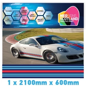 1x 2100mm x 600mm Martini Racing Streifen laminiert für Porsche Le Mans Aufkleber - Bild 1 von 1