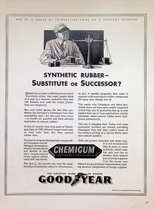 VINTAGE 1940s Print Ad ~ Goodyear ~ Synthetic Rubber - Substitute or Successor? - Picture 1 of 1