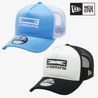 LE SSERAFIM x New Era Authentic Sponge A-Frame Trucker Ball Cap Hat Black Blue - Image 1 of 4