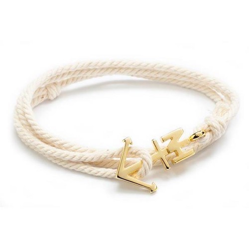 OFF WHITE Nuovissimo Bracciale NAUTICAL HORIZON Oro Ancoraggio Crema Bianco Laccio