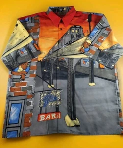 Camicia da uomo vintage Y2K UP RO'S Urban City Subway Streetwear Hip Hop (XXL) - Foto 1 di 15