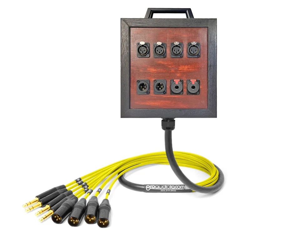 8-Ch Wooden Wall Box | Mogami 2932 & Neutrik Gold | Premium | Yellow | 5 Feet - Image 1 of 1