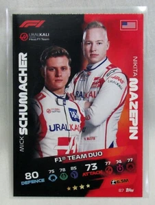 Tarjeta TCG Topps Turbo Attax 2021 #87 - Schumacher, Mazepin - Haas - Imagen 1 de 2