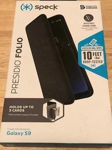 Brand New!!! Samsung Galaxy S9 Speck Presidio Folio Case w/ Card Holder - Black - Picture 1 of 5