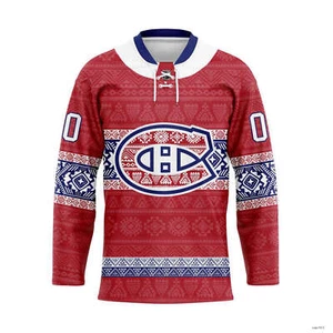 Camisa de hockey personalizada Montreal Canadiens diseño nativo regalo para amantes del hockey - Imagen 1 de 6
