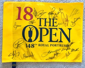 2019 OPEN FIELD SIGNED BRITISH GOLF FLAG 148 ROYAL PORTRUSH 2024 SHANE LOWRY +20 - Picture 1 of 1