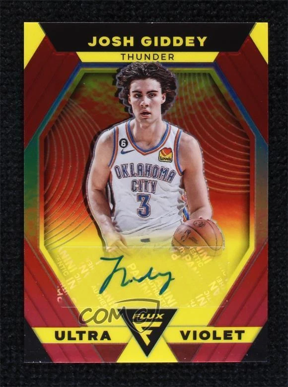 2022-23 Panini Flux Ultraviolet Signatures Red Prizm 34/49 Josh Giddey Auto