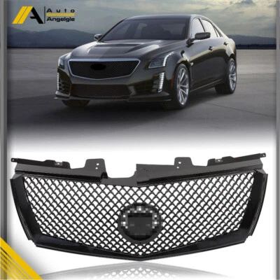 Front Bumper Upper Grille Mesh For Cadillac CTS 2008 2009-2013 Gloss Black Grill - Image 1 of 4