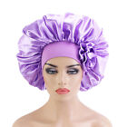 Muslim Women Large Satin Cap Night Sleep Hair Care Bonnet Wide Band Elastic Hat