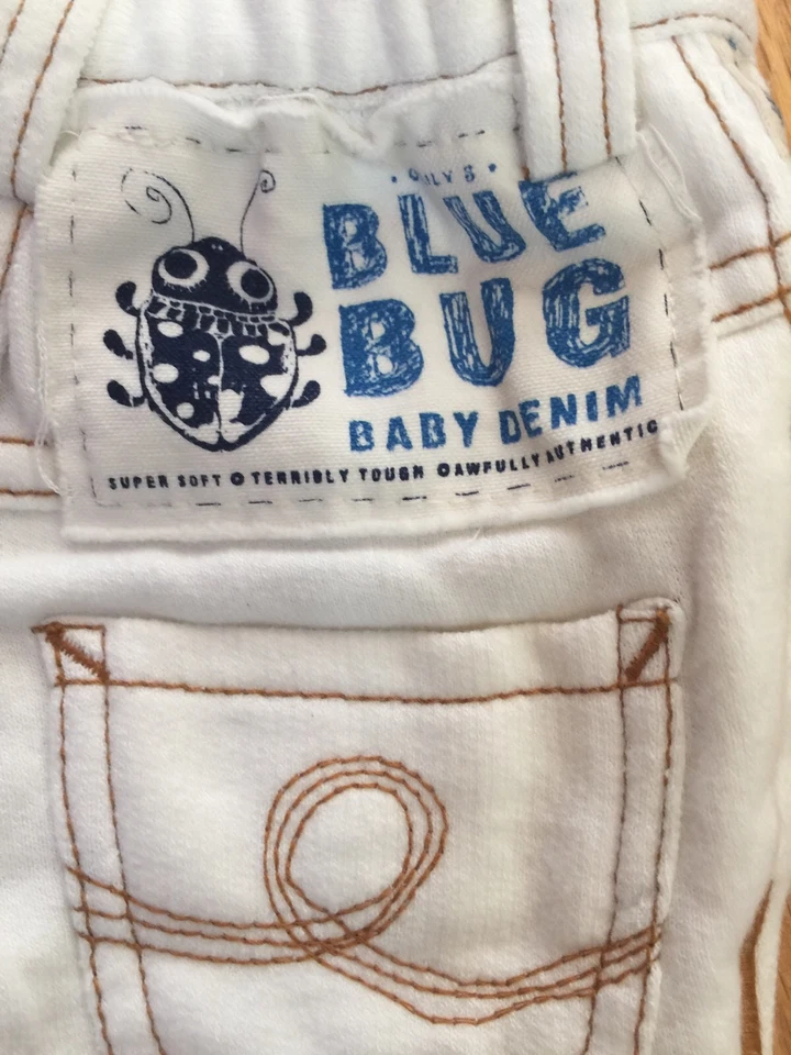 Pantalones de mezclilla para bebé Oilily blancos tejidos 0-3 meses NB 50 "Denim" ¡NO ME MOLESTES $90! NUEVO Foto 1 de 4